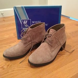 White Mountain Taupe Suede Lace-Up Booties